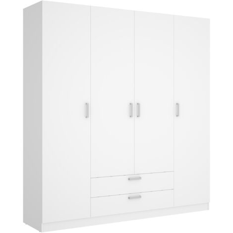 DEKIT - ARMARIO MAXI CON CUATRO PUERTAS BATIENTES Y DOS CAJONES - 215 x 200 x 52 cm - BLANCO
