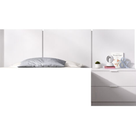 DEKIT BITO - CABECERO DE 3 PLAFONES CON MESITA DE 2 CAJONES - BLANCO - 96 x 157 x 34.2
