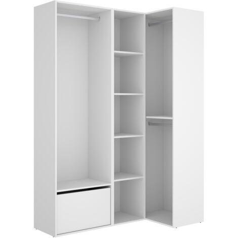 DEKIT - CONJUNTO VESTIDOR RINCONERO CON ZAPATERO Y TRASERA REVERSIBLE - 205 x 144,5 x 84,5 cm - BLANCO / NATURAL
