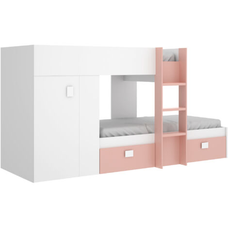 DEKIT GROE - CAMA TREN GROE PARA DORMITORIO - BLANCO / ROSA  - 150 x 271 x 111