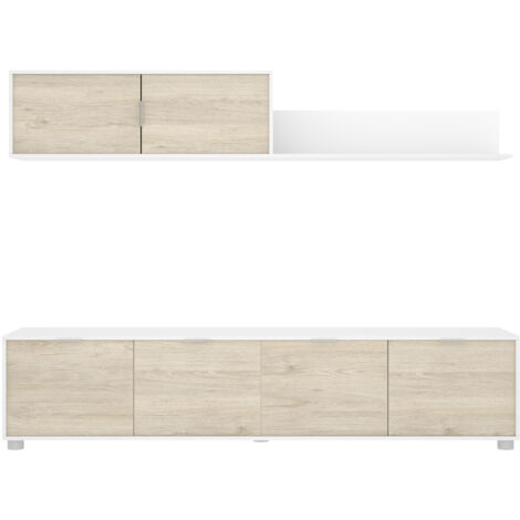 DEKIT GRUPO RIMOBEL LIMA - MUEBLE DE SALON CCOMPATO TV LIMA - 43/35 X 200 X 40 CM - BLANCO / NATURAL