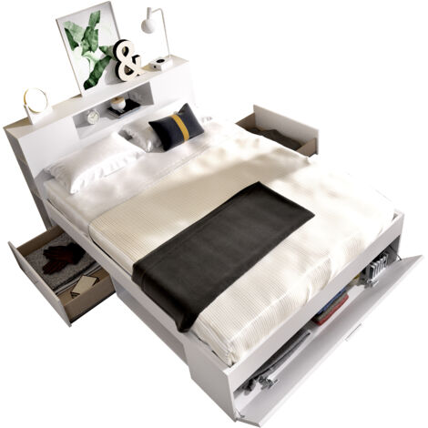 DEKIT LANKA - CAMA COMPACTA PARA DORMITORIO - BLANCO - 95 x 149.6 x 218.5 cm
