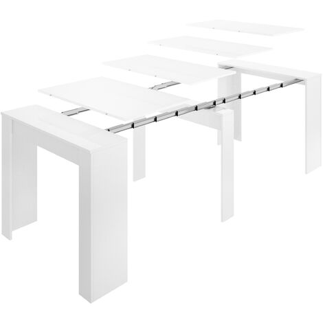DEKIT - Mesa Extensible comedor cocina color Blanco Brillo 77x54-239x90 cm modelo KIONA