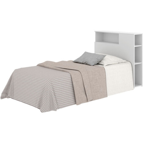 DEKIT TEN - CABECERO CON ESTANTES PARA CAMA JUVENIL DE 90 - BLANCO - 96 x 23,4 x 99 cm
