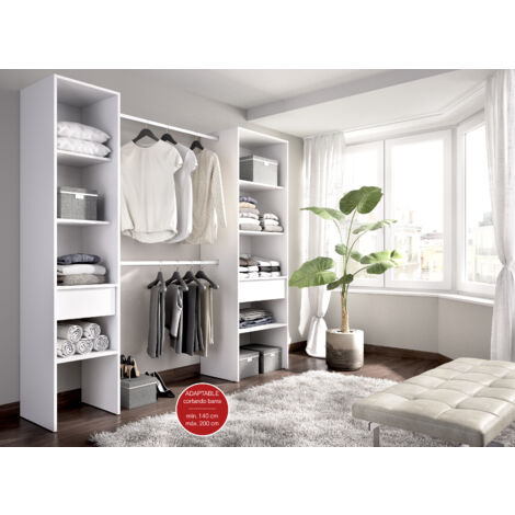 DEKIT - VESTIDOR 2 COLUMNAS Y DOS CAJONES - 185 x 160 x 50 cm - BLANCO