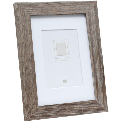 Deknudt Cadres Cadre photo de avec passe-partout, couleur bois gris, S66KH3 P1, 20 x 20 cm, pour photo de 13 x 13 cm, cadre de bois MDF, à suspendre ou à exposer.