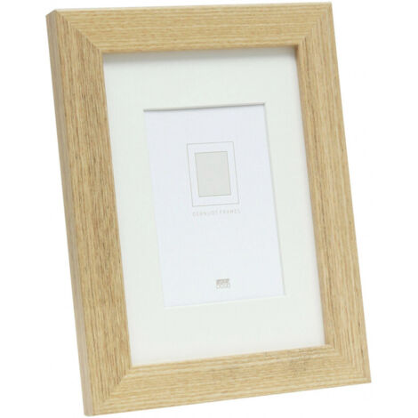 Deknudt Cadres Cadre photo de avec passe-partout, couleur bois naturel, S66KH1 P1, 20 x 20 cm, pour photo de 13 x 13 cm, cadre de bois MDF, à suspendre ou à exposer.