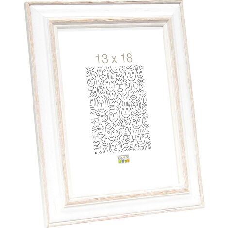Deknudt Frames Cornice portafoto in Legno, Modello Base., Legno, Bianco/Beige, 13 x 18 cm