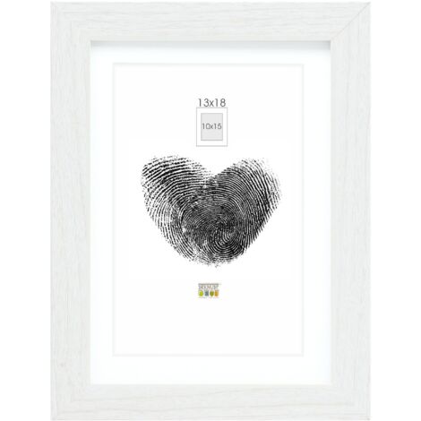 Deknudt Frames S66KF1-P1-13.0X18.0 - Cornice quadro/foto Basic con passepartout, bordi in legno/MDF, colore: Bianco,13 x 18 cm, beige