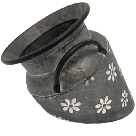 Deko 1/2 Zinkkanne grau Deko