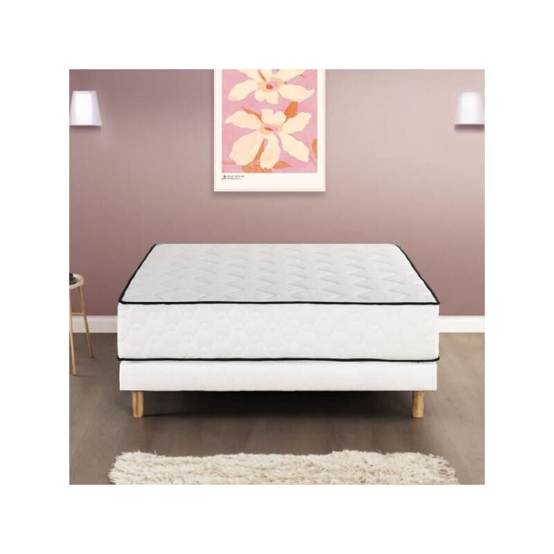 Détente Ensemble matelas + sommier 160 x 200 cm - Ressorts - 7 zones - 27 cm - Équilibré - Deko Dream