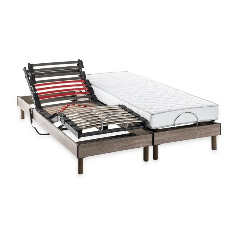 Les Tendances - deko dream Ensemble matelas+sommier relaxation électrique comfort Samba - 2x80x200 cm - Matelas mousse