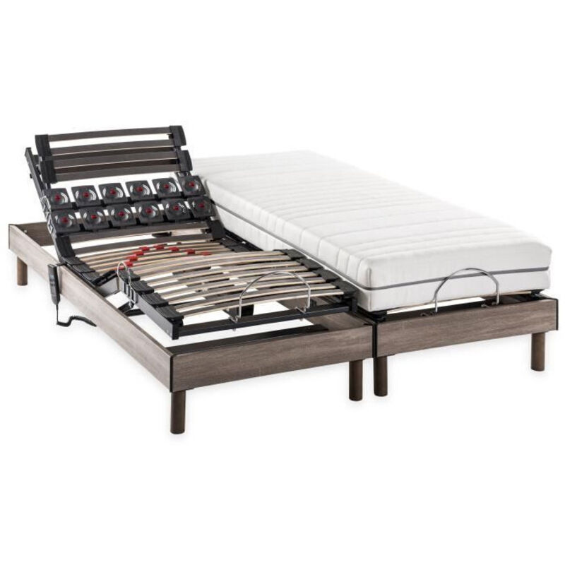 Deko dream Ensemble matelas+sommier relaxation électrique ergo 2 Dreamzone - 2x80x200 cm - Matelas ressorts ensachés