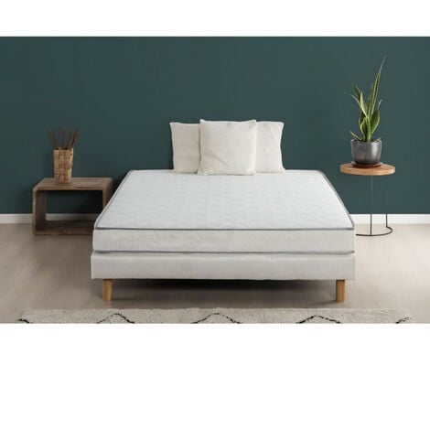 DEKO DREAM Ensemble matelas mousse memoire de forme + sommier 140 x 190 - Confort ferme - Epaisseur 14 cm - 5 zones - FINLANDEK Koysi