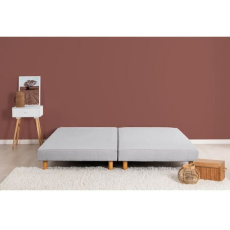 DEKO DREAM Rakenne - Sommiers tapissiers a lattes 2x90x200 - Bois massif gris + pieds
