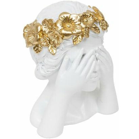 Deko-Frauenkopf Wild Romance H.22cm Harz weiß - Atmosphera créateur d'intérieur