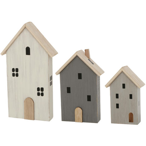 BOLTZE GRUPPE Deko-Häuschen KELLING, 3er-Set, MDF