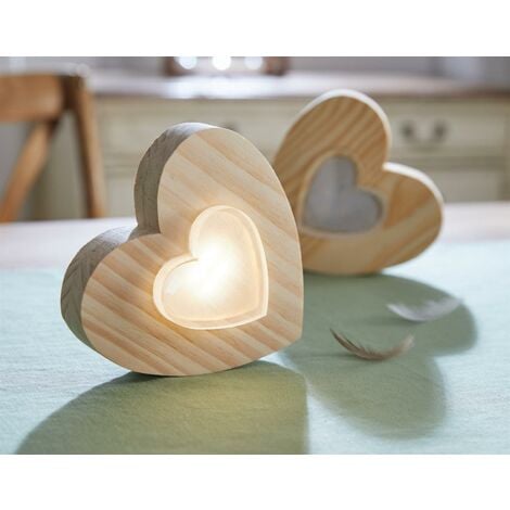 Deko Herz aus Holz mit LED Beleuchtung, Leuchdeko, Dekofigur, Holzdeko