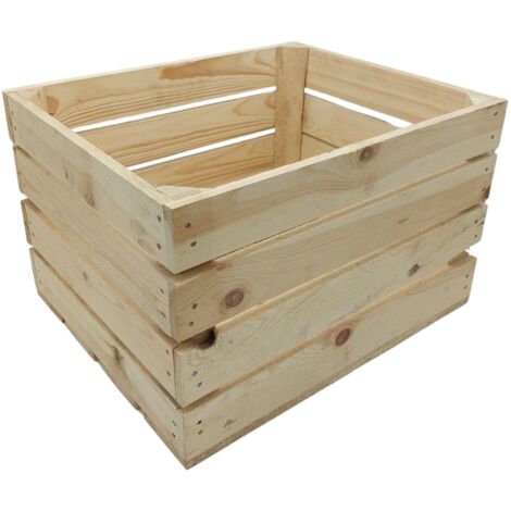 Deko-Holzkiste natur geflammt Obstkiste Weinkiste Beistelltisch Schuhregal Deko - natur - offen, 30 x 30 x 31 cm