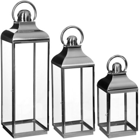 Deko Laterne, Laterne, Kerzenständer, Metall, 3er Set