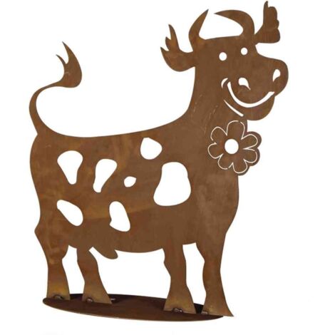 Deko Lustige Kuh aus Stahlblech Naturrost in braun, H 60 cm
