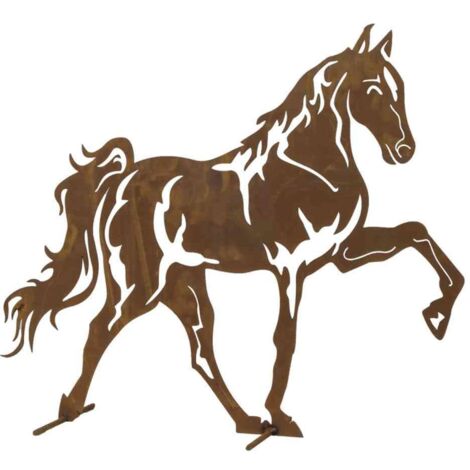 Deko Mustang aus Stahlblech Naturrost in braun, H 60 cm