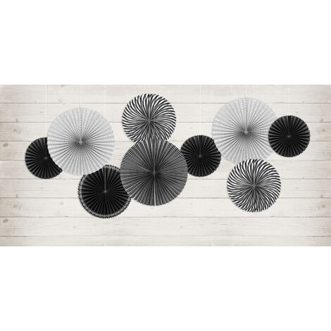 Deko-Rosetten Black&White, Mix (1 Packung / 5 Stück)