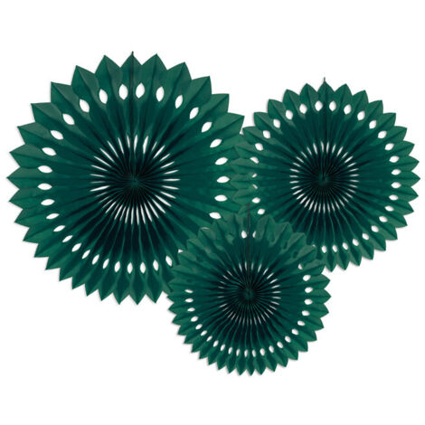 Deko-Rosetten, dunkelgrün, 20-30cm (1 Packung / 3 Stk.)
