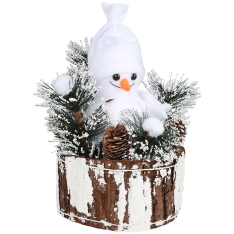 Deko-Schneemann auf Baumstumpf aus Styropor