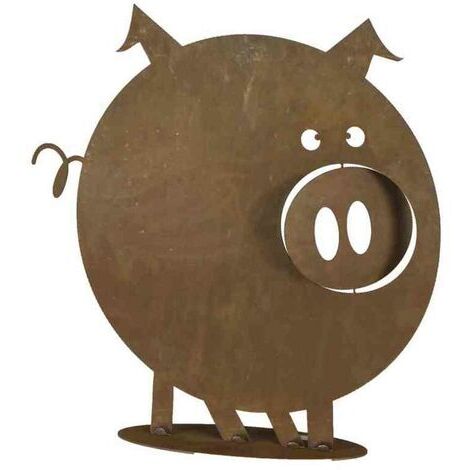 Deko Schwein aus Stahlblech Naturrost in braun, H 49 cm