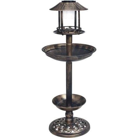 Deko Vogelbad mit Solarbetriebenen LED-Leuchten Kunststoff vidaXL