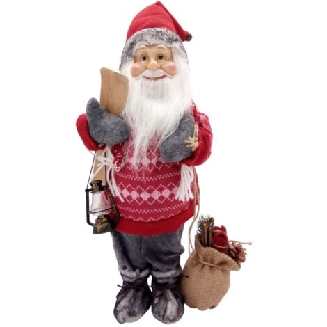 Deko-Weihnachtsmann mit Geschenkesack 46cm Glockenmütze Weihnachtsdeko Figur