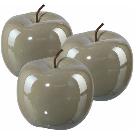 Deko Äpfel Keramik Glanz Dekoobst grau Tischdeko Keramikäpfel 1 Stk 2 Größen 