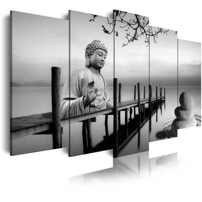 

19 - Cuadros Modernos Impresión de Imagen Artística Digitalizada | Buda Zen blanco y Negro | 5 Piezas 150x80cm - Dekoarte