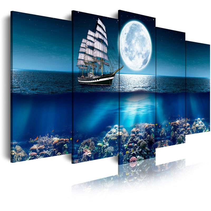 

293 - Cuadros Modernos Impresión de Imagen Artística Digitalizada |Paisajes Barco Velero | 5 Piezas 150x80cm - Dekoarte