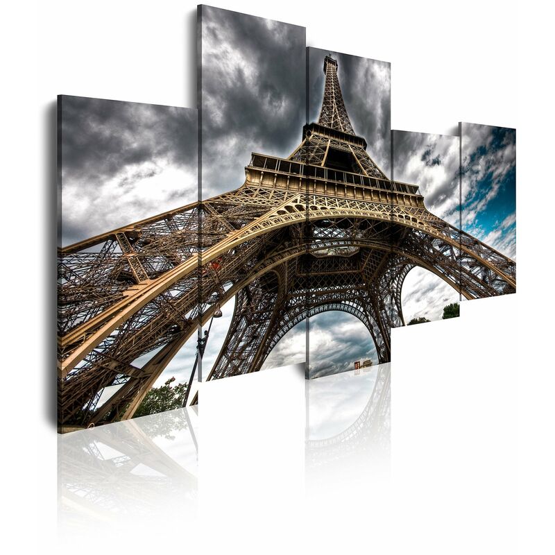 

42 - Cuadros Modernos Impresión de Imagen Artística Digitalizada | Torre Eiffel vista desde abajo | 5 Piezas 150x95cm - Dekoarte