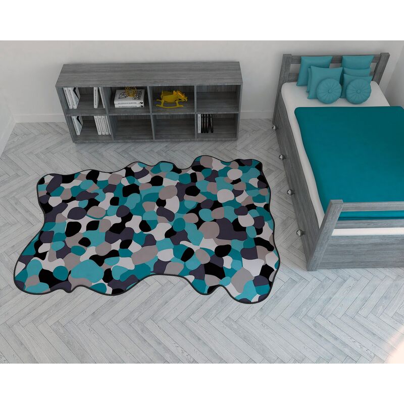 

AL09 | Alfombra Moderna Decorativa Irregular Antideslizante de Pelo Corto | 230x160cm | Estilo Multipuntos Gris Azul - Dekoarte