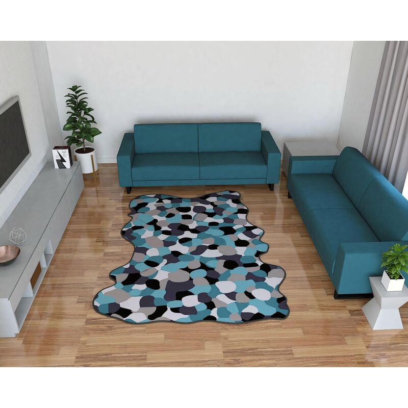 

AL09 | Alfombra Moderna Decorativa Irregular Antideslizante de Pelo Corto | 280x190cm | Estilo Multipuntos Gris Azul - Dekoarte