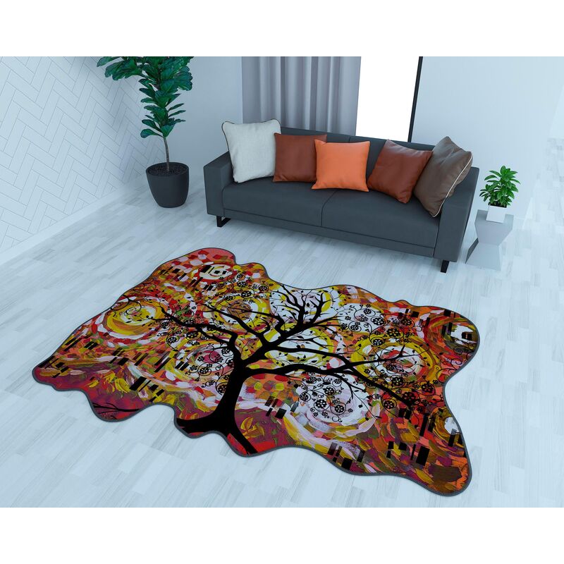 

AL28 | Alfombra Moderna Decorativa Irregular Antideslizante de Pelo Corto | 280x190cm | Multicolor Arbol de la Vida - Dekoarte