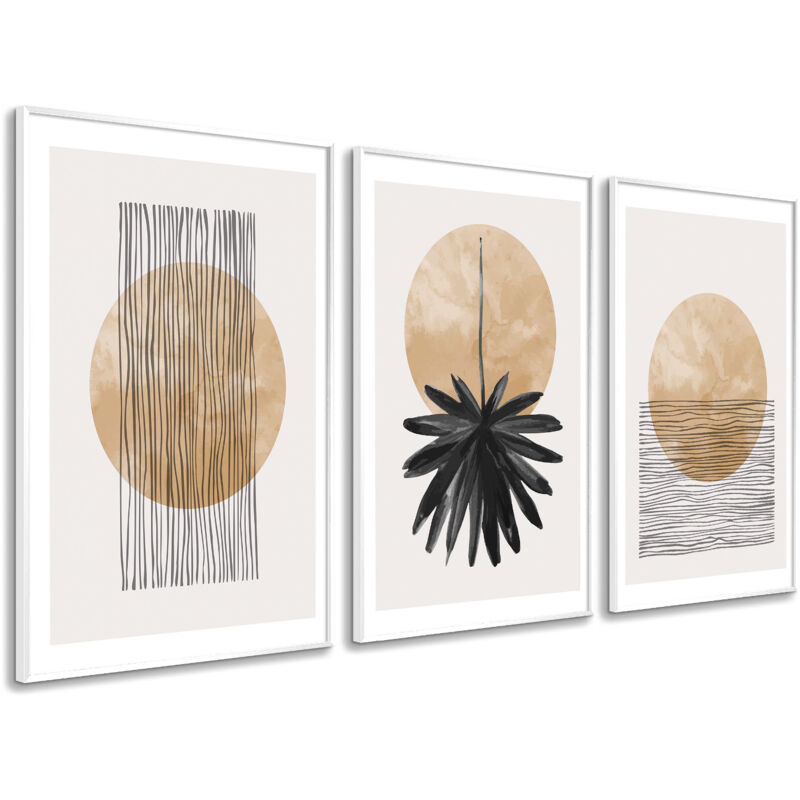 

Cuadro Moderno Sofisticado con Marco incluido| Cuadro impreso en MDF | Nordico, Abstracto, Minimalista | 3 piezas 150x70 cm - Dekoarte