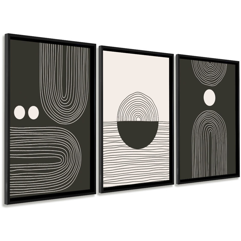 

Cuadros Trípticos Decorativos Modernos Sofisticados con Marco en PVC | Póster con acrilico 0,5mm | Nordico, Abstracto, Minimalista | 3 piezas 150x70