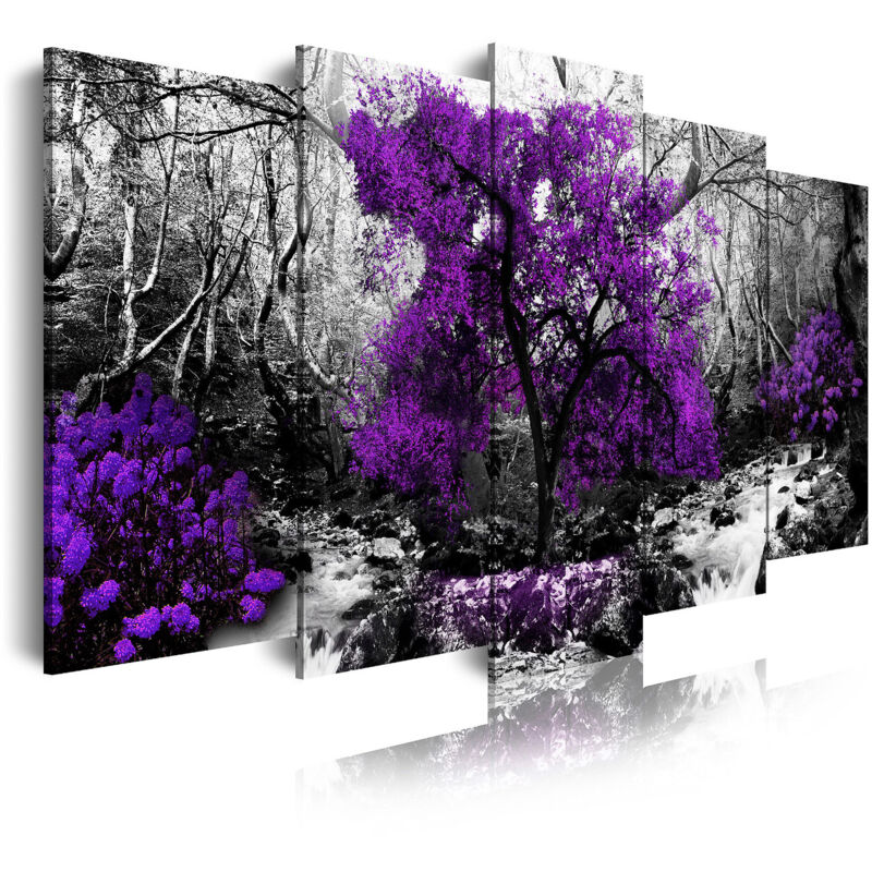 

Dekoarte - 289 - Cuadros Modernos Impresión de Imagen Artística Digitalizada | Naturaleza Árboles Morados | 5 Piezas 150x80cm