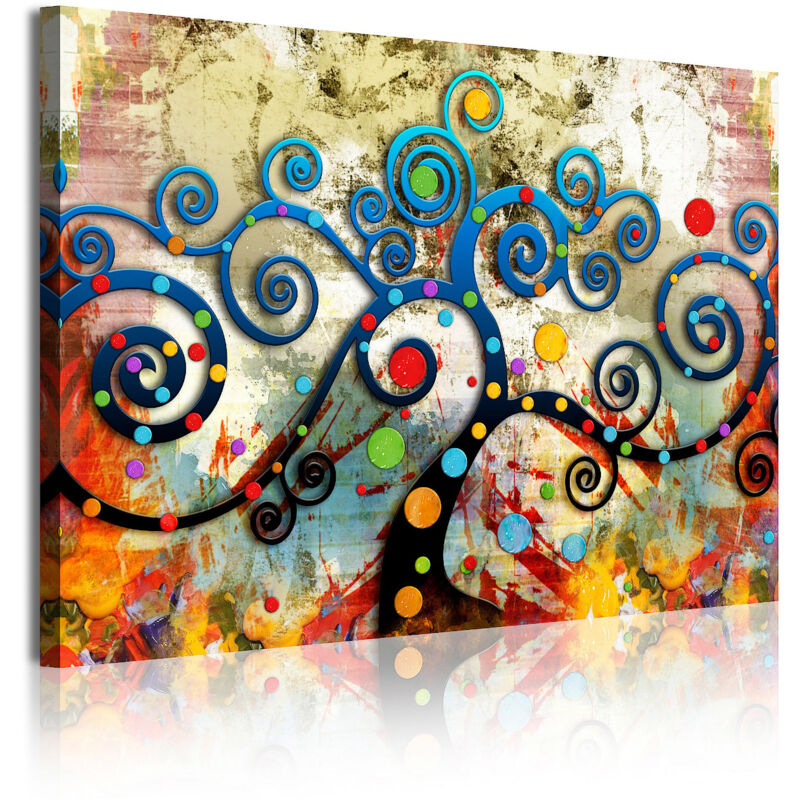 

358 - Cuadros Modernos Impresión de Imagen Artística Digitalizada | Árbol de la Vida de Gustav Klimt Rojo | 1 Pieza 120x80cm - Dekoarte