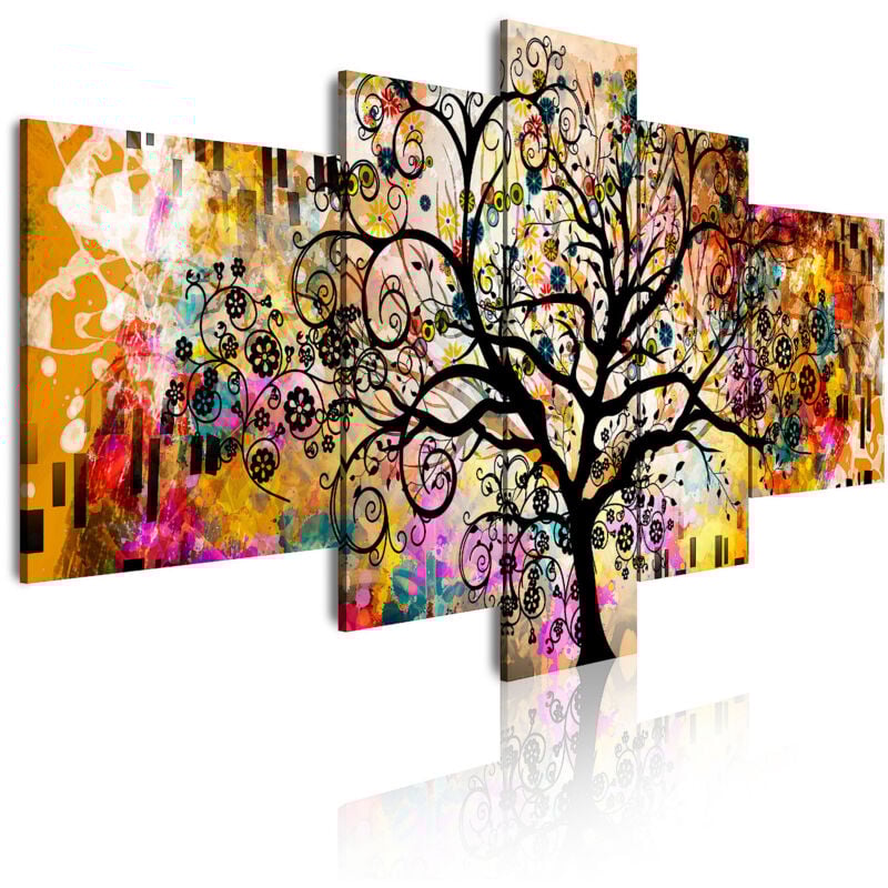 

429 - Cuadros Modernos Impresión de Imagen Artística Digitalizada | Abstracto Árbol de la Vida Gustav Klimt | 5 Piezas 180x85cm XXL - Dekoarte
