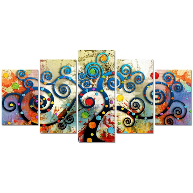 

Dekoarte - 488 - Cuadros Modernos Impresión de Imagen Artística Digitalizada | Árbol de la Vida Gustav Klimt | 5 Piezas 200x100cm XXL