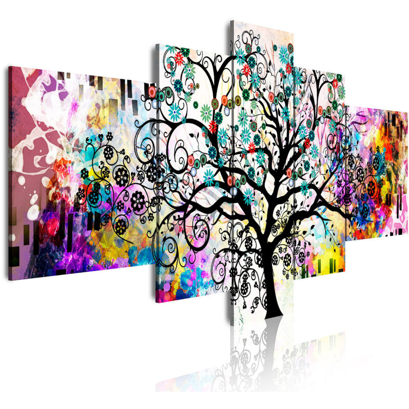 

510 - Cuadros Modernos Impresión de Imagen Artística Digitalizada | Arte Árbol de la Vida de Gustav Klimt | 5 Piezas 180x85cm XXL - Dekoarte