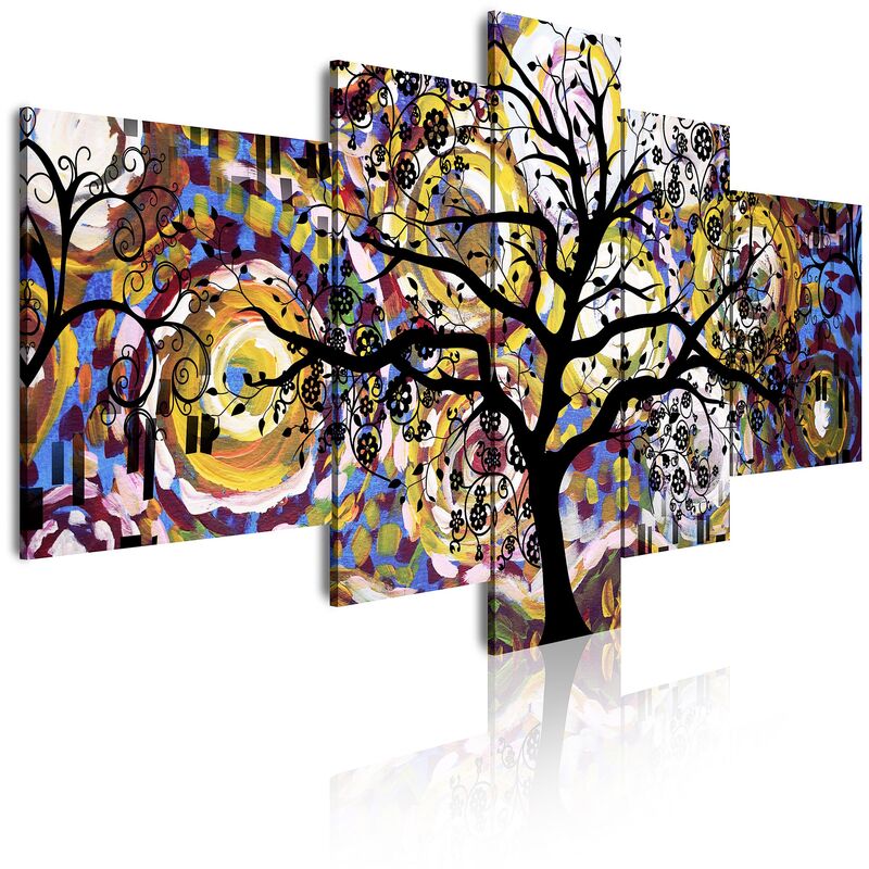 

531 - Cuadros Modernos Impresión de Imagen Artística Digitalizada | Árbol de la Vida de Gustav Klimt | 5 Piezas 180x85cm XXL - Dekoarte