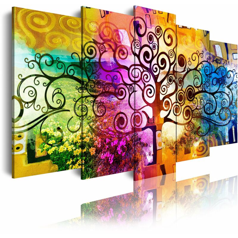 

533 - Cuadros Modernos Impresión de Imagen Artística Digitalizada | Árbol de la Vida de Gustav Klimt | 5 Piezas 150x80cm - Dekoarte