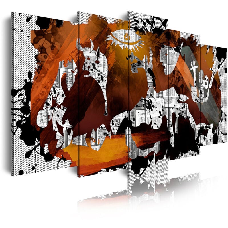 

427 - Cuadros Modernos Impresión de Imagen Artística Digitalizada | Abstractos Arte Picasso Guernica | 5 Piezas 150x80cm - Dekoarte
