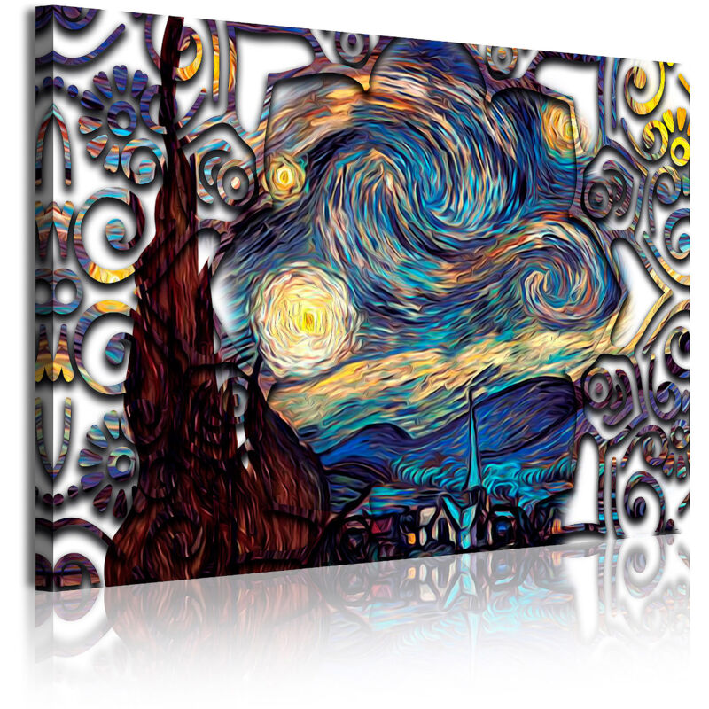 

343 - Cuadros Modernos Impresión de Imagen Artística Digitalizada | Abstractos Van Gogh La Noche Estrellada | 1 Pieza 120x80cm - Dekoarte